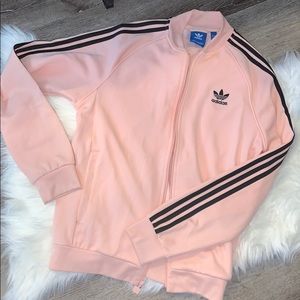 adidas Pink Track Jacket with Black Stripes